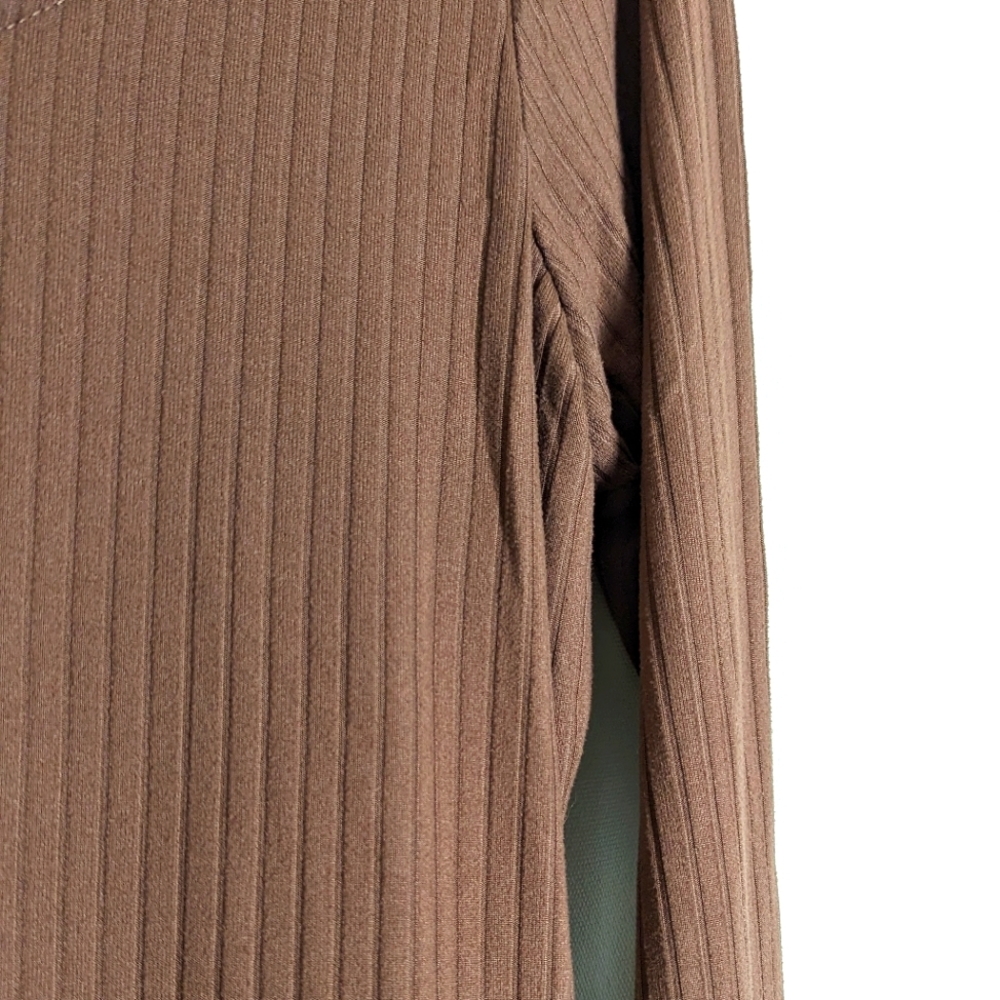Caramel Brown Fitted Midi Dress with front Split - Picture 4 of 5